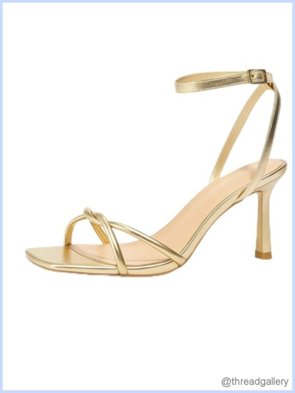 Strappy Kitten Heel Sandals Faux Leather Square Open Toe Ankle Strap Heels